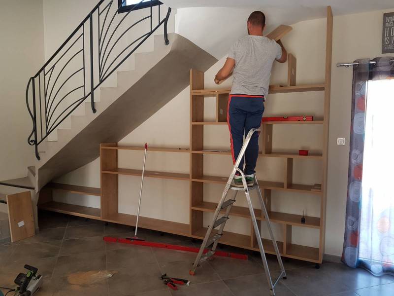 réalisation bibliothèque sur mesure aix