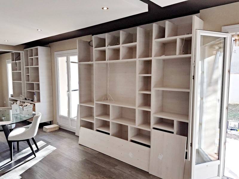 bibliothèque murale sur mesure avec led aix en provence