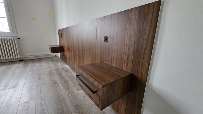 Dressing sur mesure gris angora et noyer de Bourgogne à Puyricard